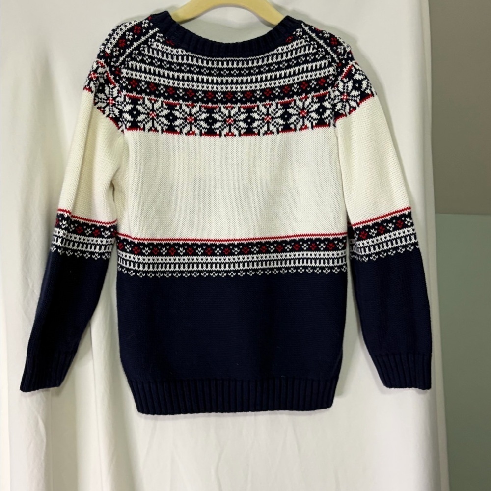NWT Janie & Jack Navy and White Crewneck Sweater with Moose Design size boys 4 - Picture 2 of 5